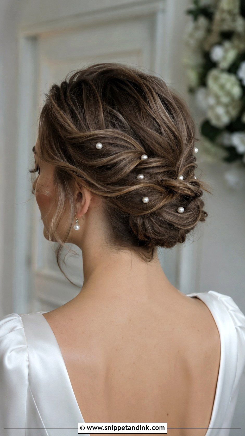 Short Hair Updo With Pearl Pins - Snippet and Ink - 15 Short Hair Up Do Wedding Ideas