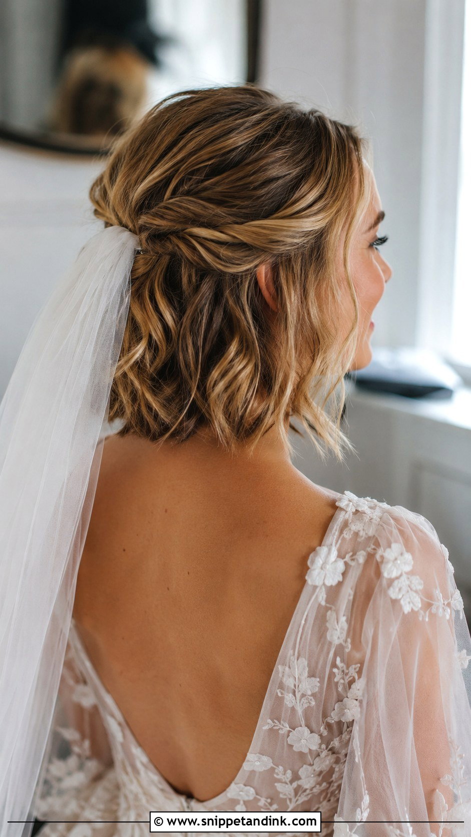 Short Hair Updo With Veil - Snippet and Ink - 15 Short Hair Up Do Wedding Ideas