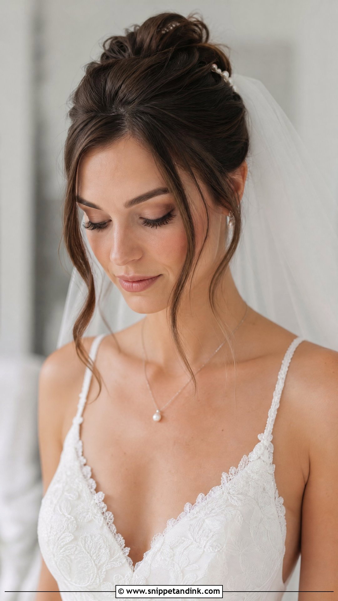 Short Hair Updo With Veil - Snippet and Ink - 30 Short Bridal Hair Ideas