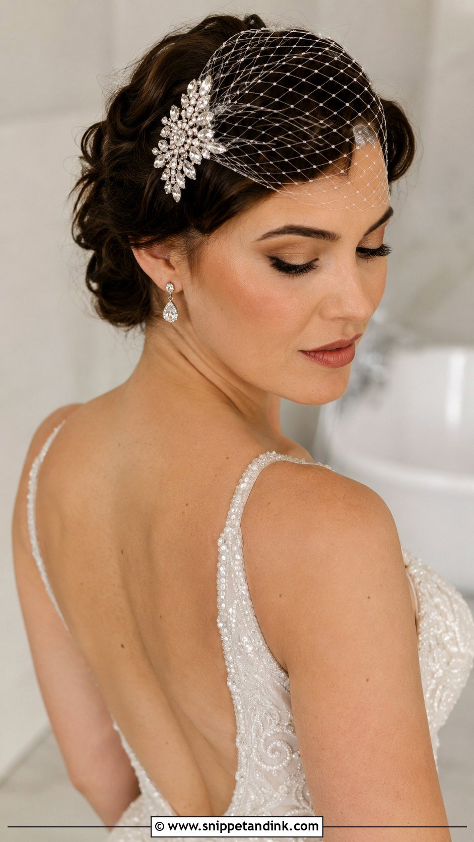 Short Hair Updo with Birdcage Veil - Snippet and Ink - 20 Hairdos for Short Hair Wedding