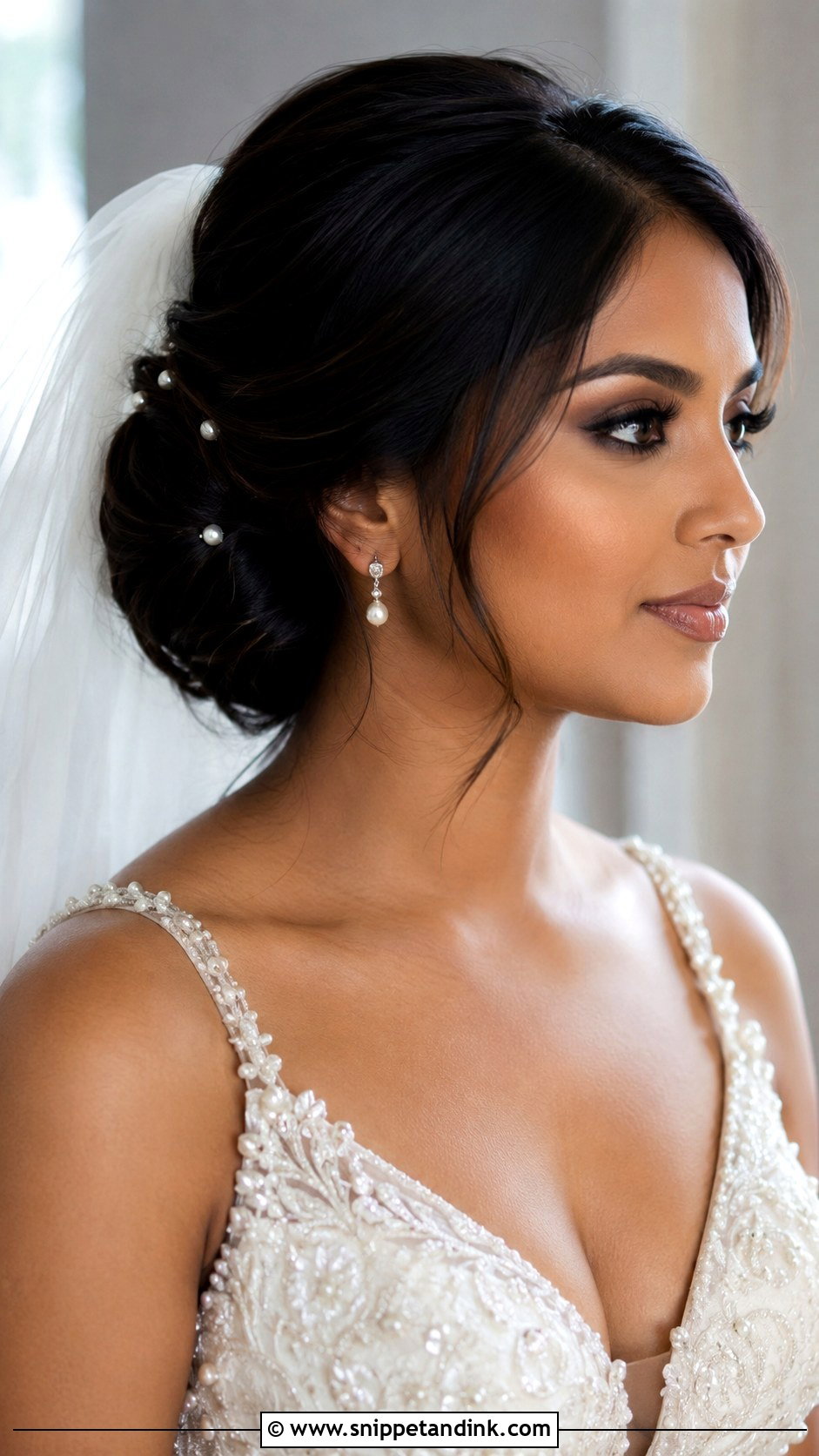 Short Hair Veil Updo - Snippet and Ink - 15 Short Hair Bridal Updo Ideas