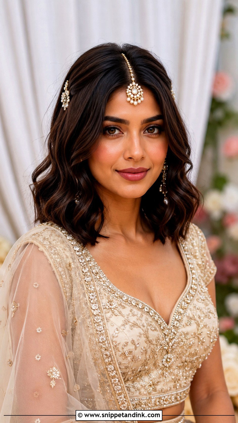 Short Hair Waves For Indian Bride - Snippet and Ink - 15 Indian Bridal Hairstyles for Short Hair