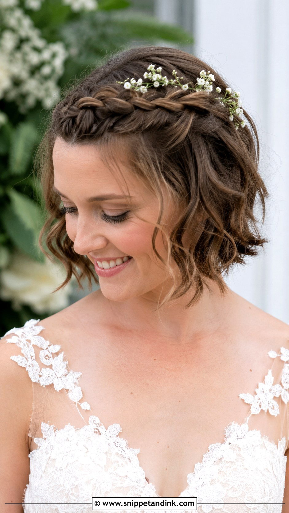 Short Hair Wedding Braided Crown - Snippet and Ink - 15 Hair Do for Short Hair Wedding Ideas