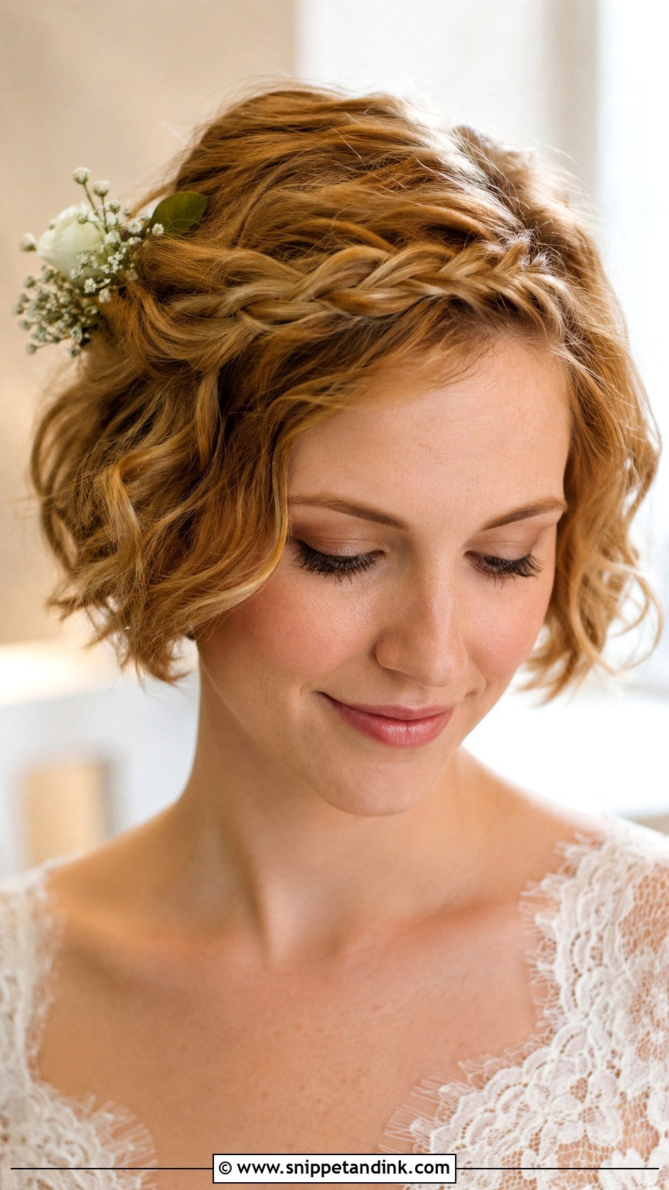 Short Hair Wedding Braided Crown - Snippet and Ink - 15 Hairstyles for Short Length Hair Wedding