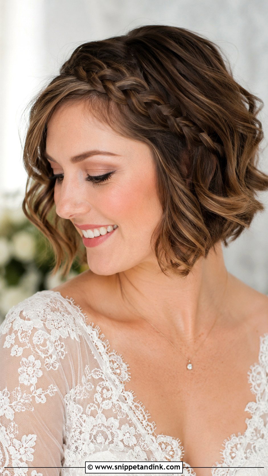 Short Hair Wedding Braided Crown - Snippet and Ink - 20 How to Style Short Hair for Wedding Ideas