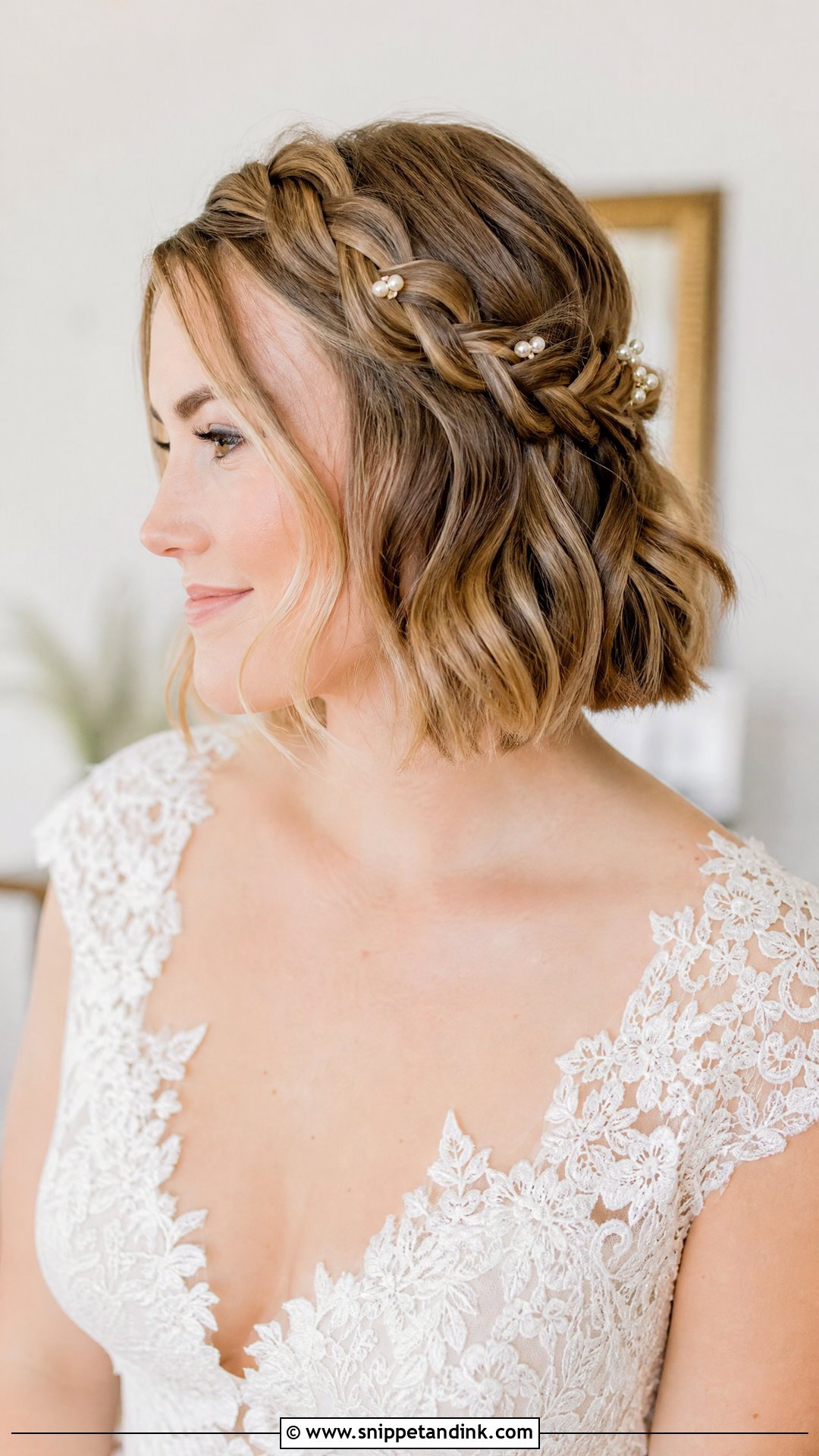 Short Hair Wedding Braided Crown - Snippet and Ink - 15 Easy Short Hair Wedding Styles