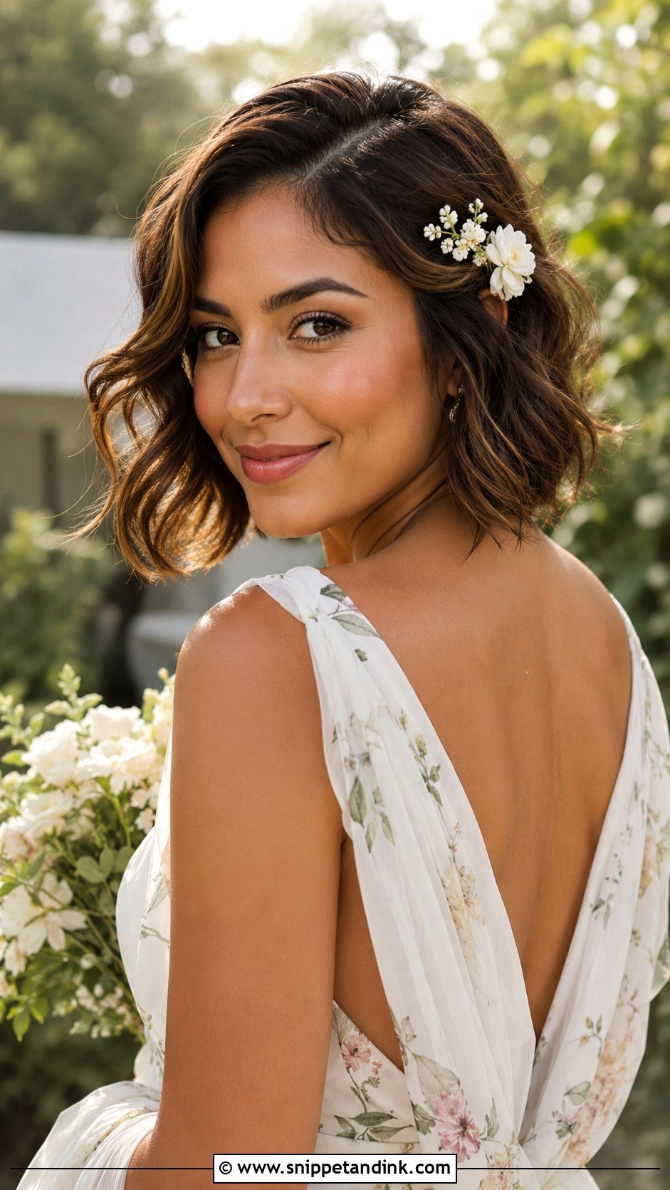 Short Hair Wedding Floral Clip - Snippet and Ink - 20 How to Style Short Hair for Wedding Ideas