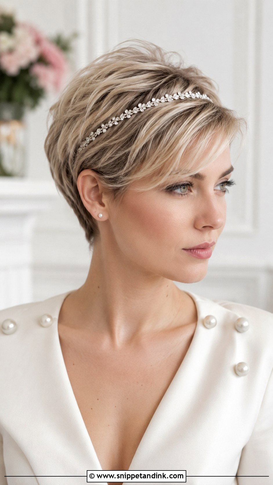 Short Hair Wedding Hairstyle With Headband - Snippet and Ink - 20 Headband Wedding Hairstyles
