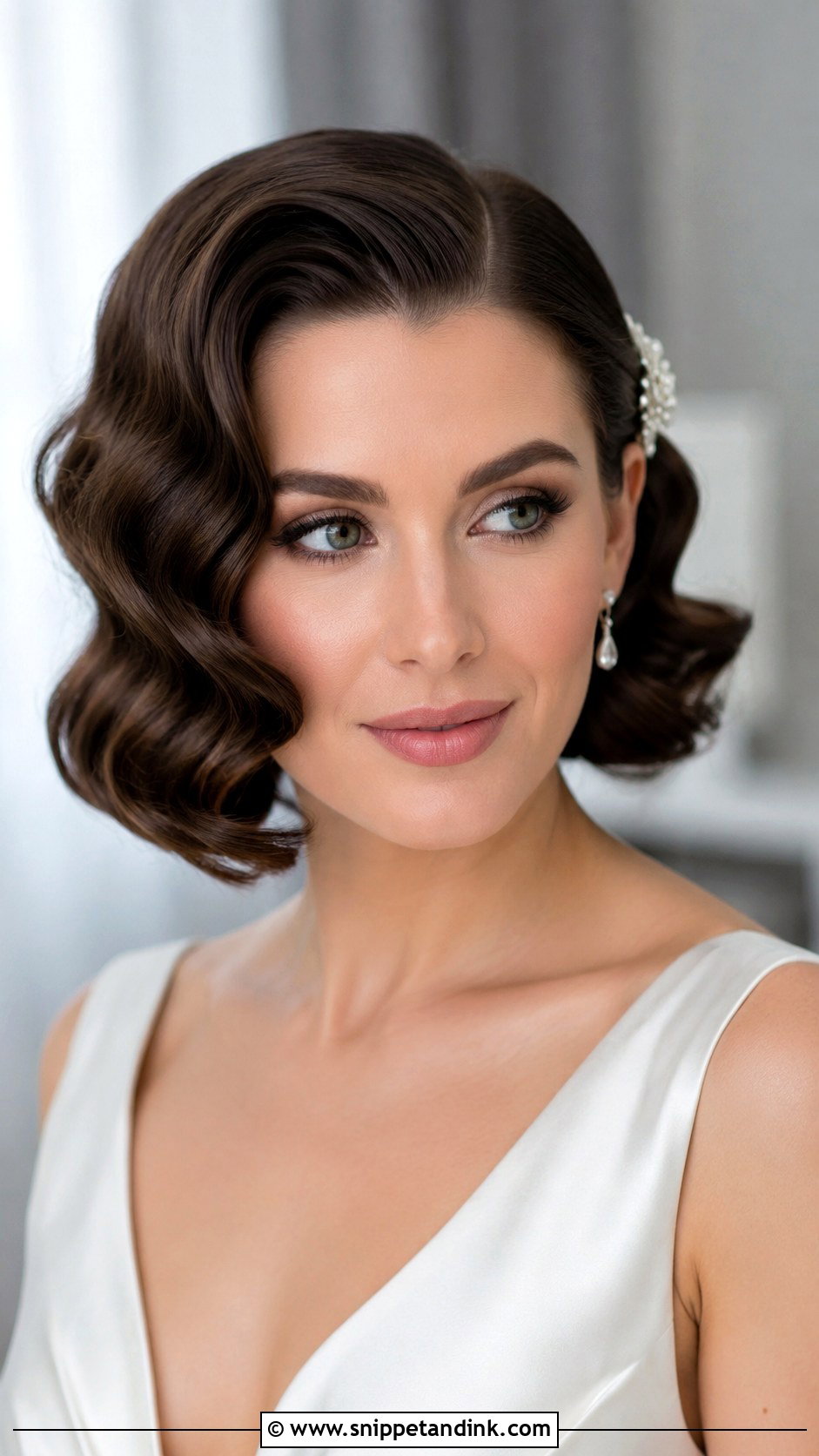 Short Hair Wedding Hollywood Waves - Snippet and Ink - 15 Hair Do for Short Hair Wedding Ideas