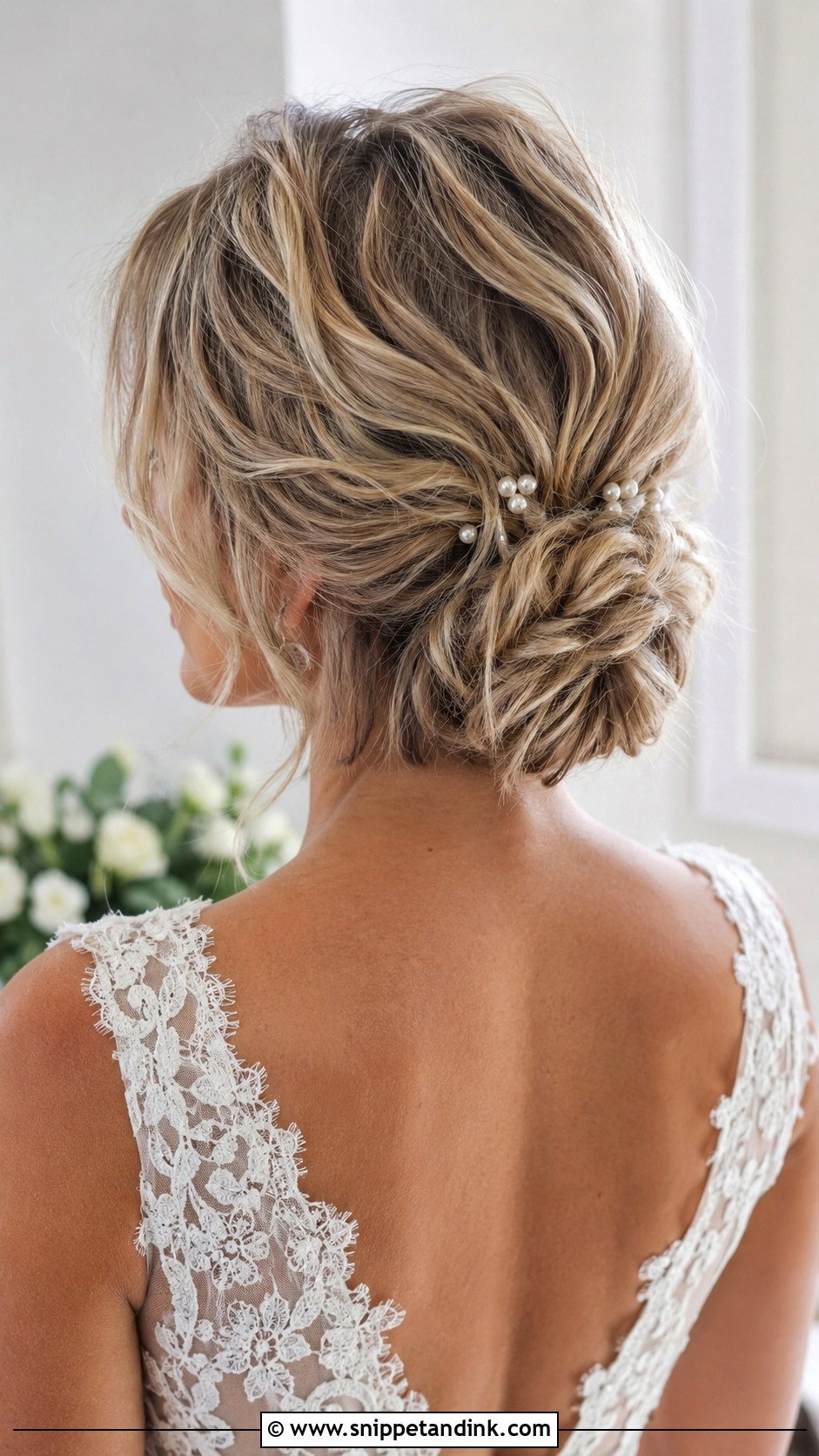Short Hair Wedding Messy Bun - Snippet and Ink - 20 How to Style Short Hair for Wedding Ideas