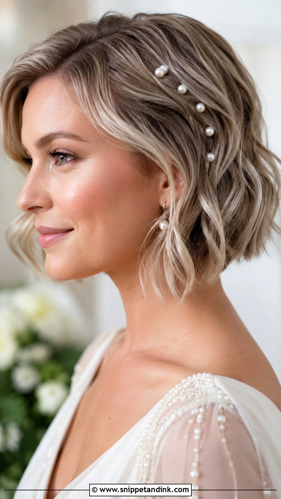 Short Hair Wedding Pearl Pins - Snippet and Ink - 15 Hairstyles for Short Length Hair Wedding