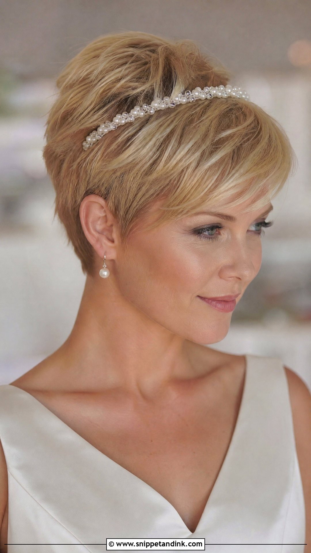 Short Hair Wedding Pixie With Headband - Snippet and Ink - 15 Easy Short Hair Wedding Styles