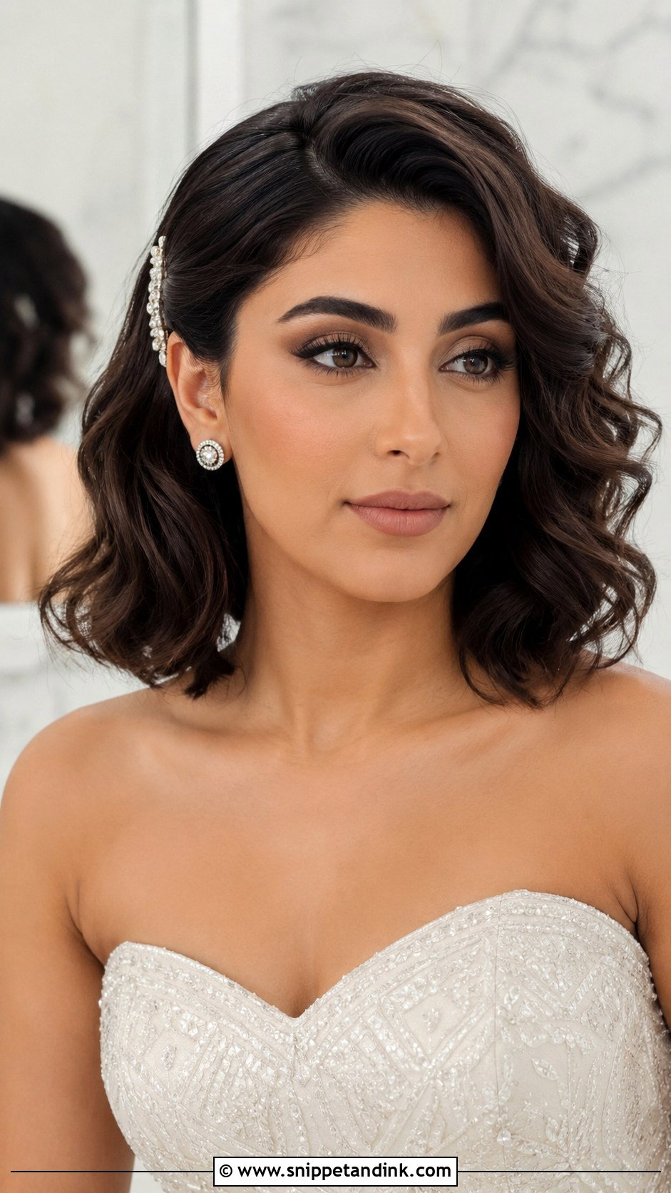 Short Hair Wedding Side Swept Curls - Snippet and Ink - 20 How to Style Short Hair for Wedding Ideas