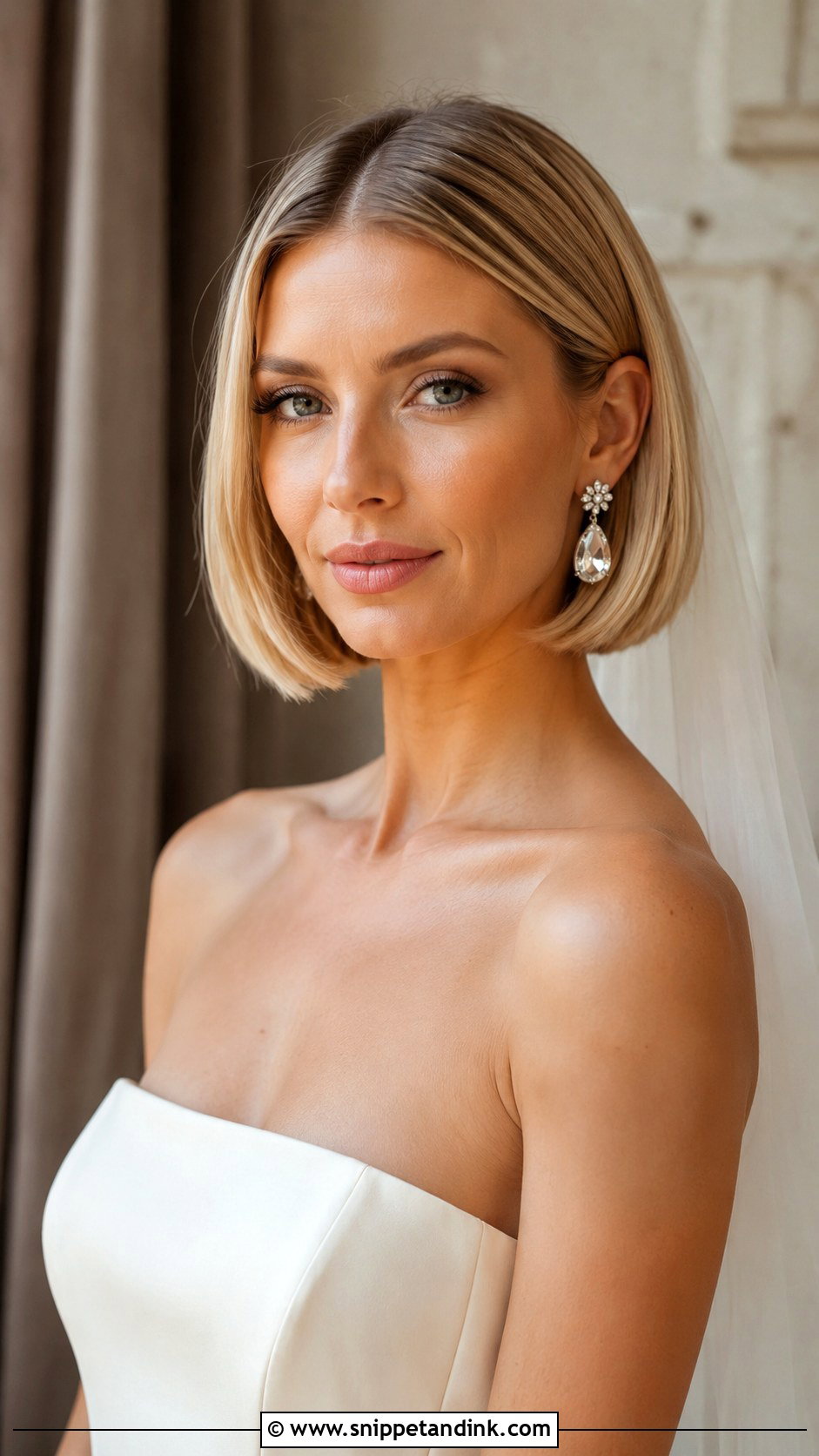 Short Hair Wedding Sleek Bob - Snippet and Ink - 15 Hair Do for Short Hair Wedding Ideas