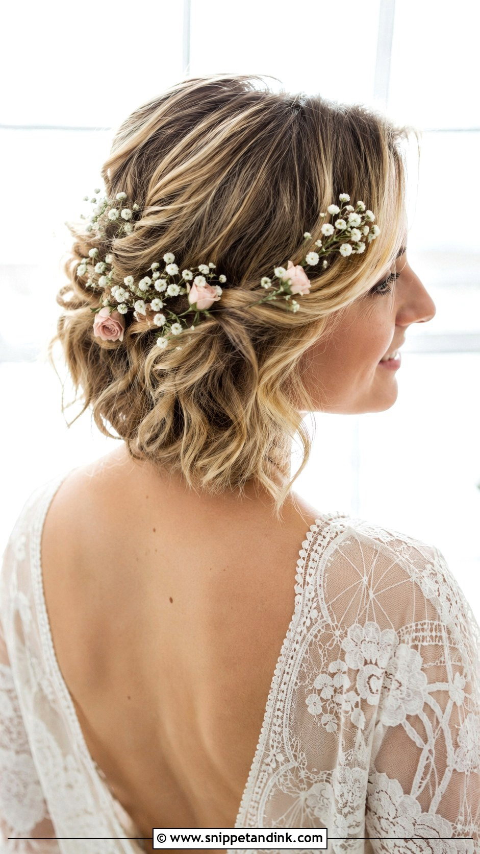 Short Hair Wedding Style With Flowers - Snippet and Ink - 20 Bridal Hair for Short Hair Ideas