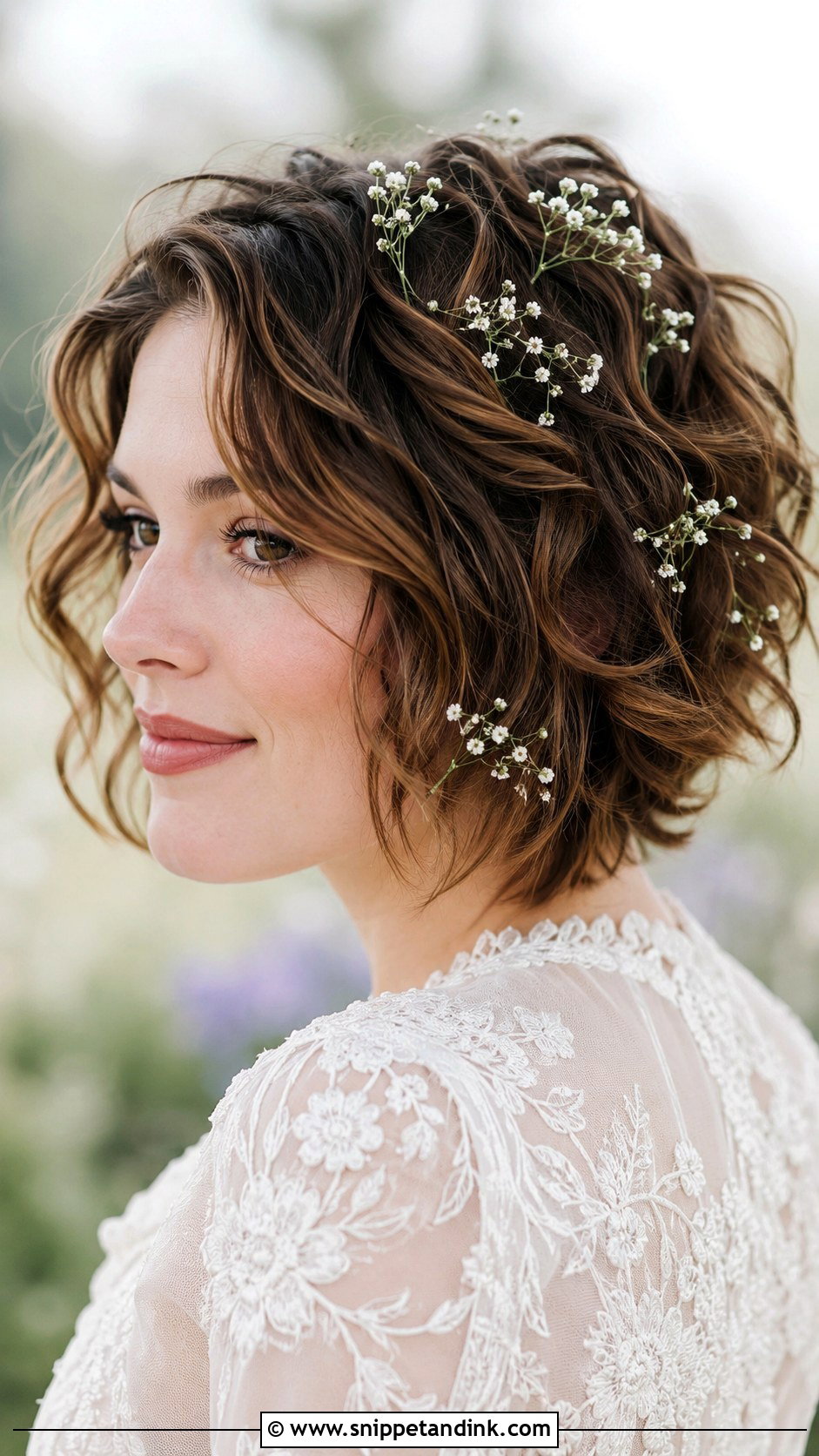 Short Hair With Babys Breath - Snippet and Ink - 30 Short Bridal Hair Ideas