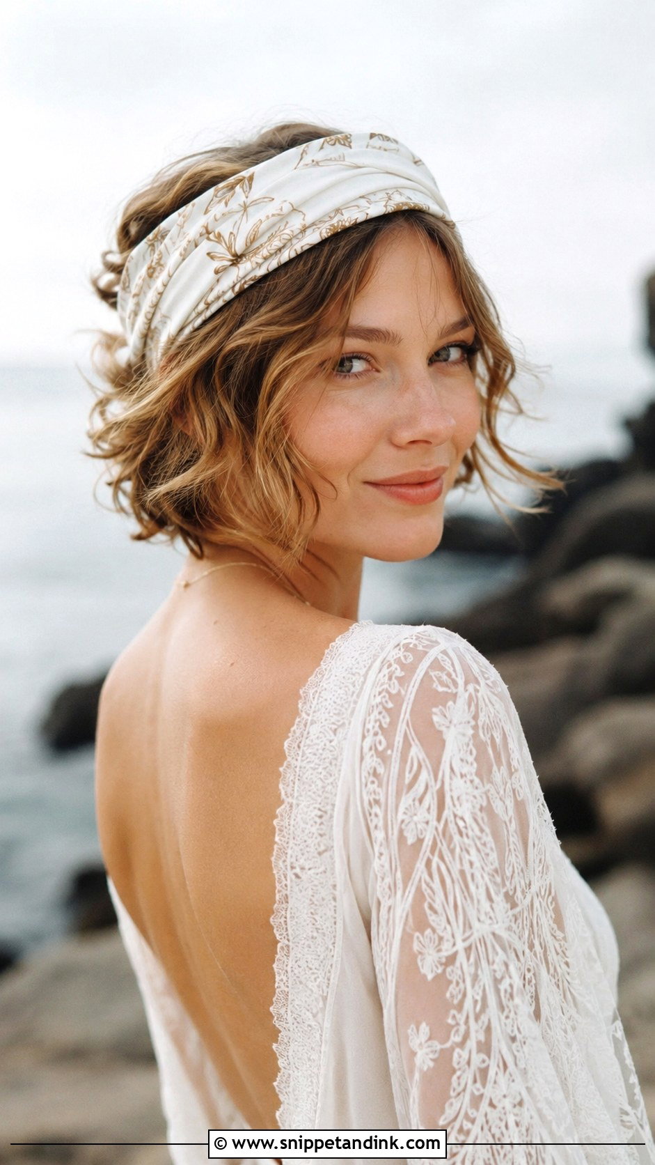 Short Hair With Bandana - Snippet and Ink - 30 Short Hair Bride Ideas