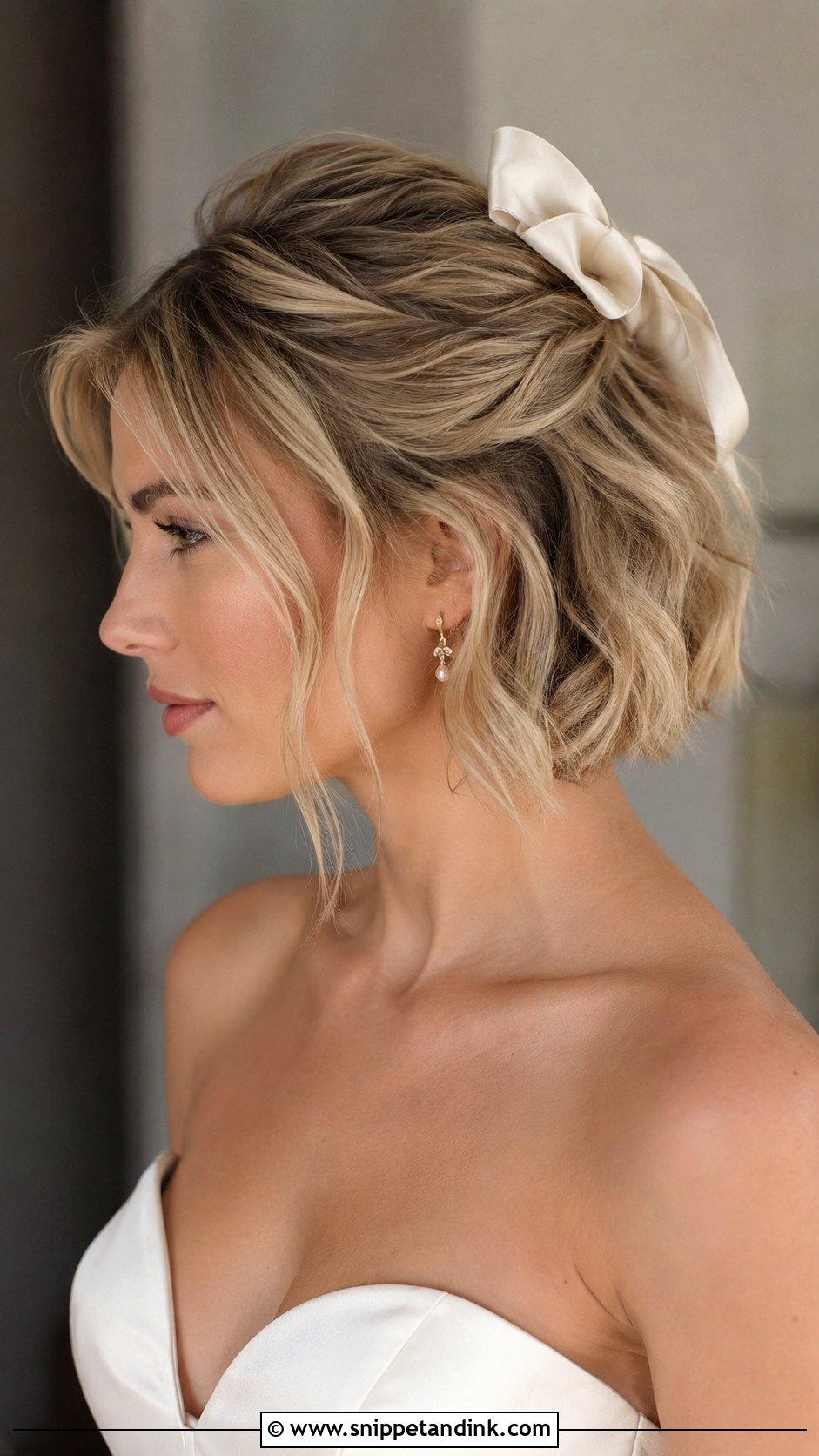 Short Hair With Bridal Bow - Snippet and Ink - 15 Short Hair Designs for Wedding Ideas