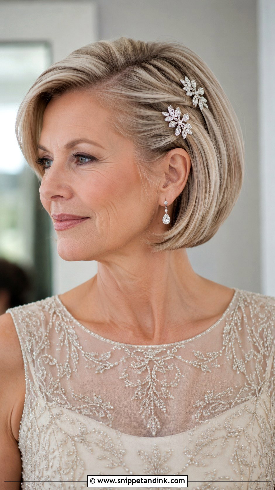 Short Hair With Crystal Hair Pins - Snippet and Ink - 25 Mother of the Bride Short Hairstyles