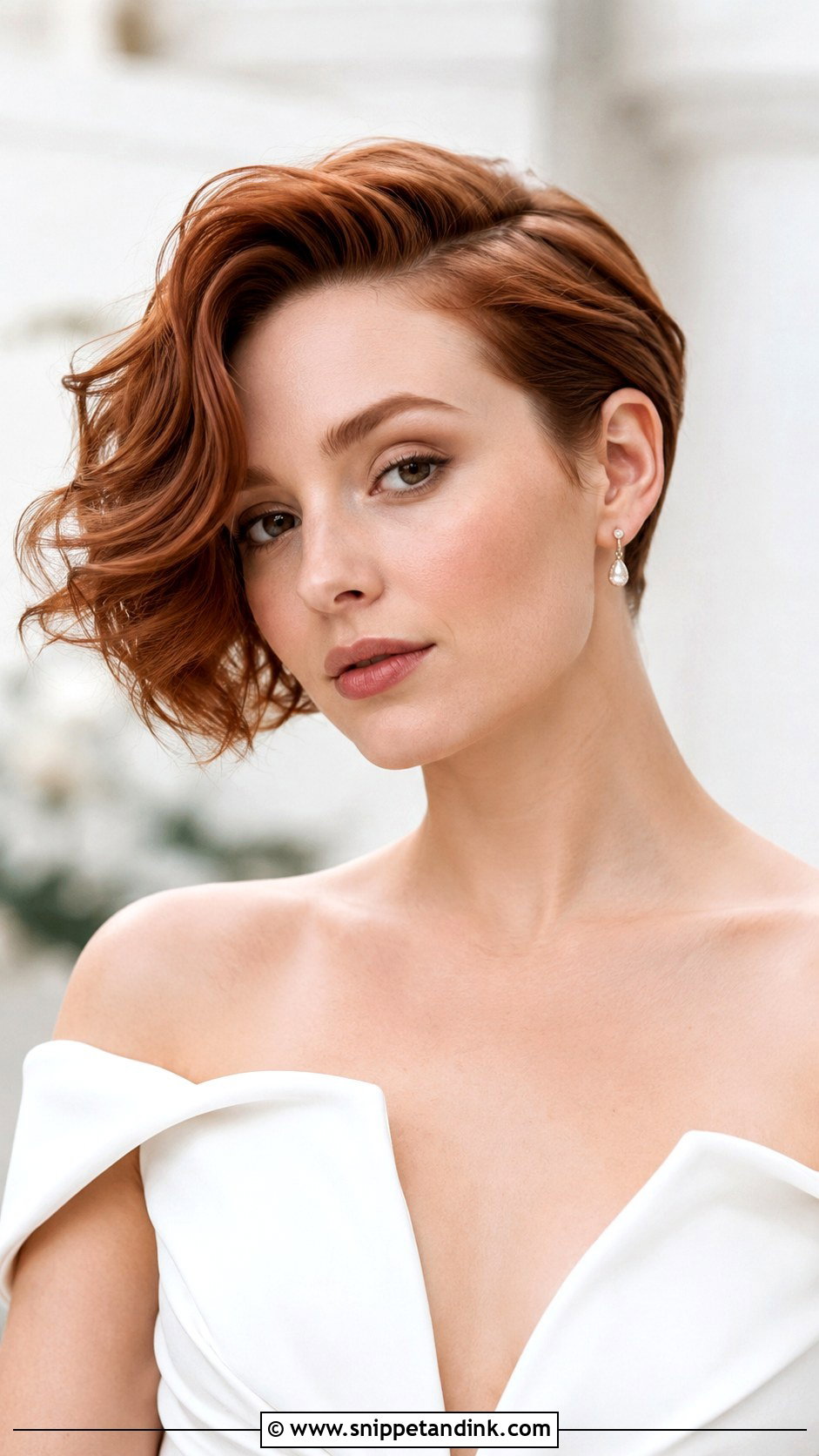 Short Hair With Deep Side Part - Snippet and Ink - 30 Short Hair Bride Ideas