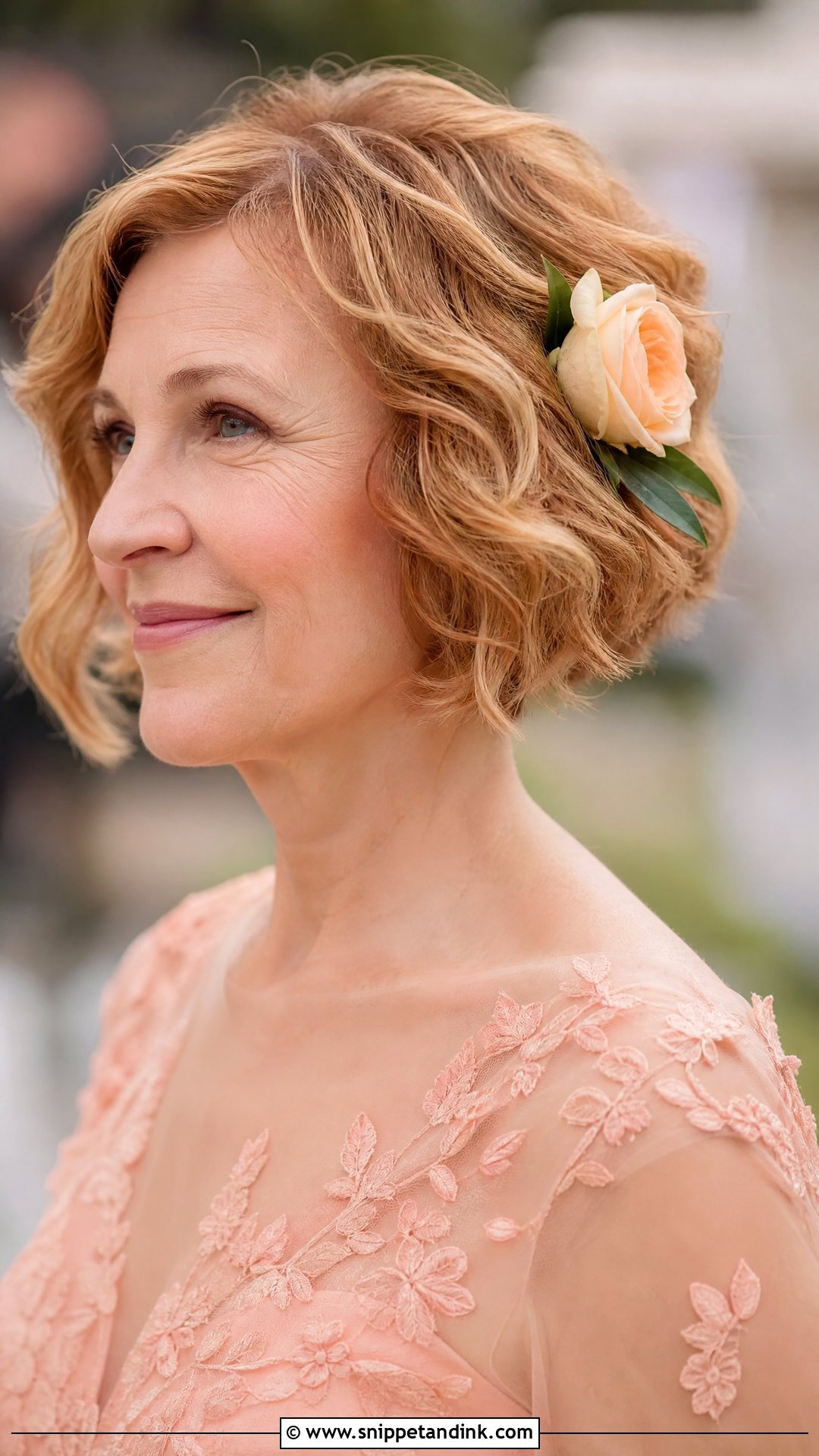 Short Hair With Flower Accent - Snippet and Ink - 20 Mother of the Bride Short Hair Down Ideas