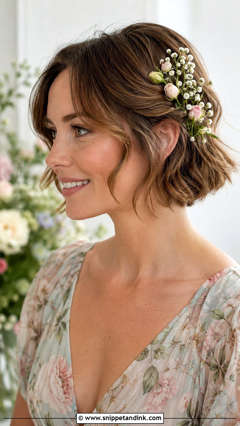Short Hair With Flowers for Wedding Guest - Snippet and Ink - 25 Short Hairstyles for Wedding Guest
