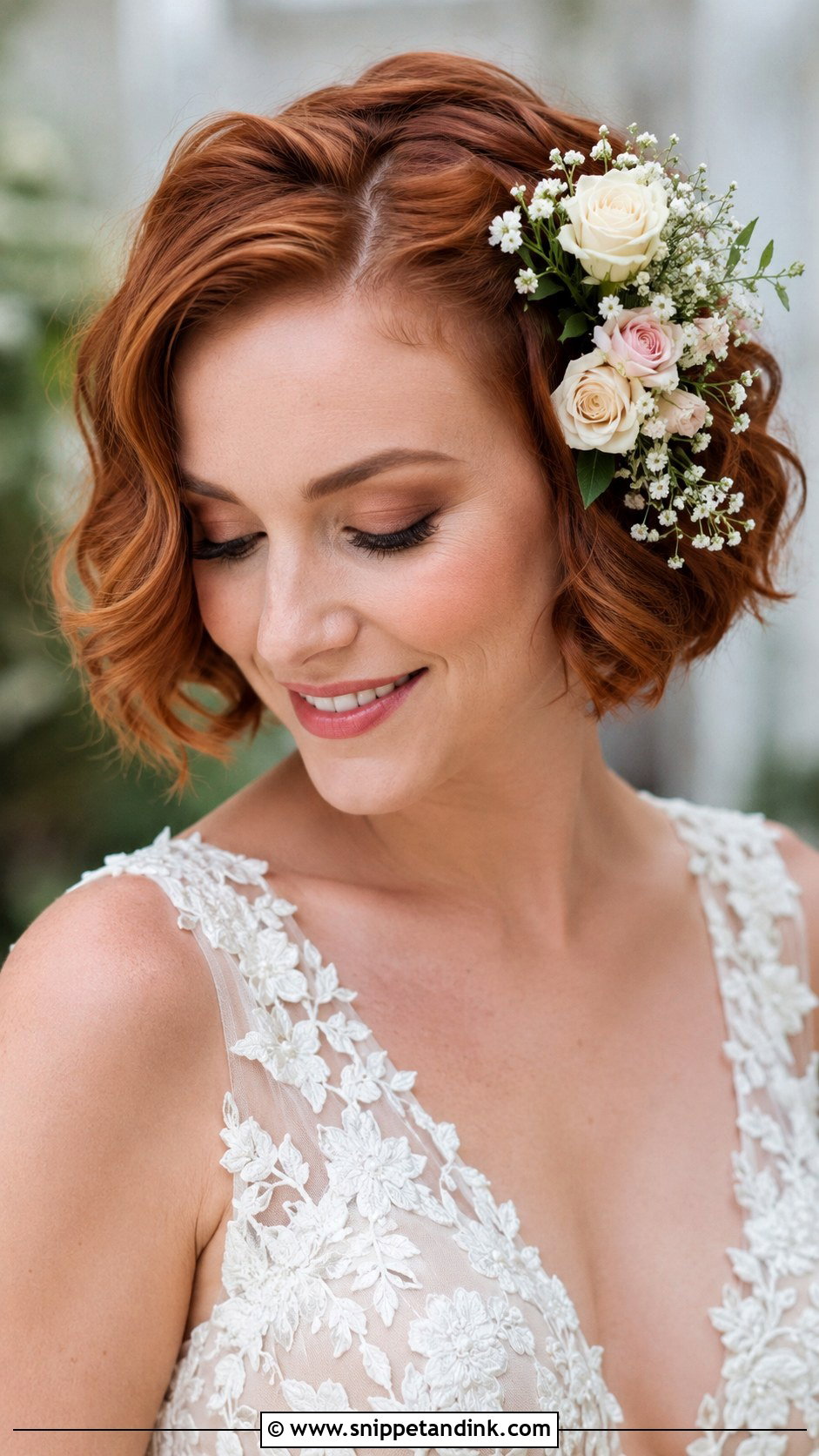 Short Hair With Fresh Flowers - Snippet and Ink - 25 Short Hair Style for Wedding Ideas
