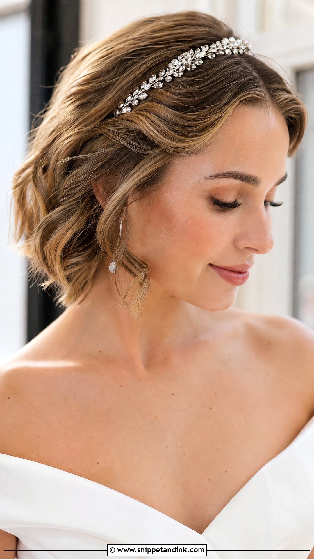 Short Hair With Hairband - Snippet and Ink - 20 Short Haired Bride Ideas