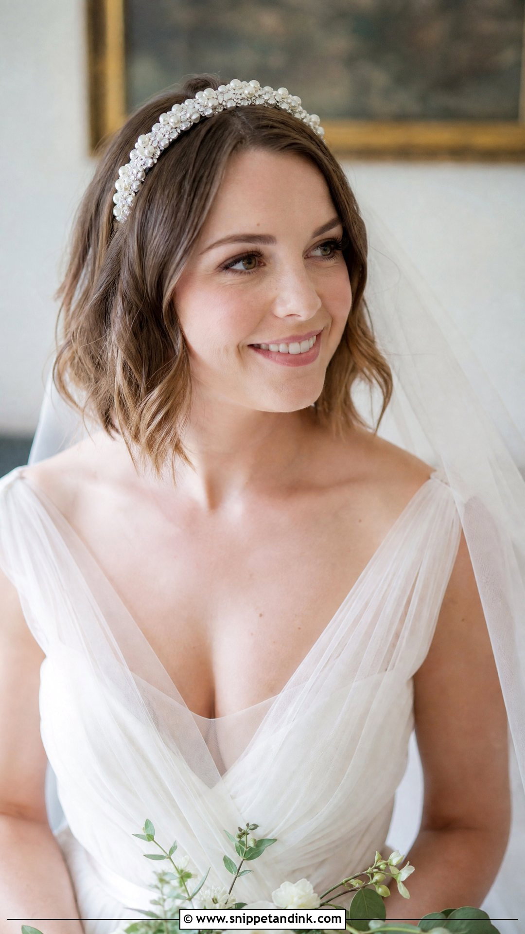 Short Hair With Headband Wedding Look - Snippet and Ink - 20 Wedding Hairstyles for Bride Short Hair