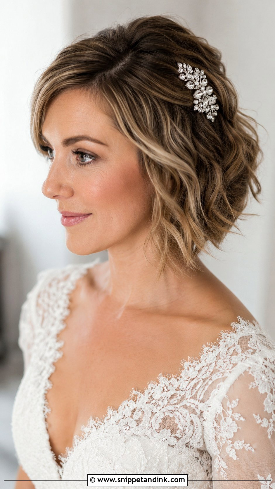 Short Hair With Jeweled Comb - Snippet and Ink - 25 Bride Short Hairstyles
