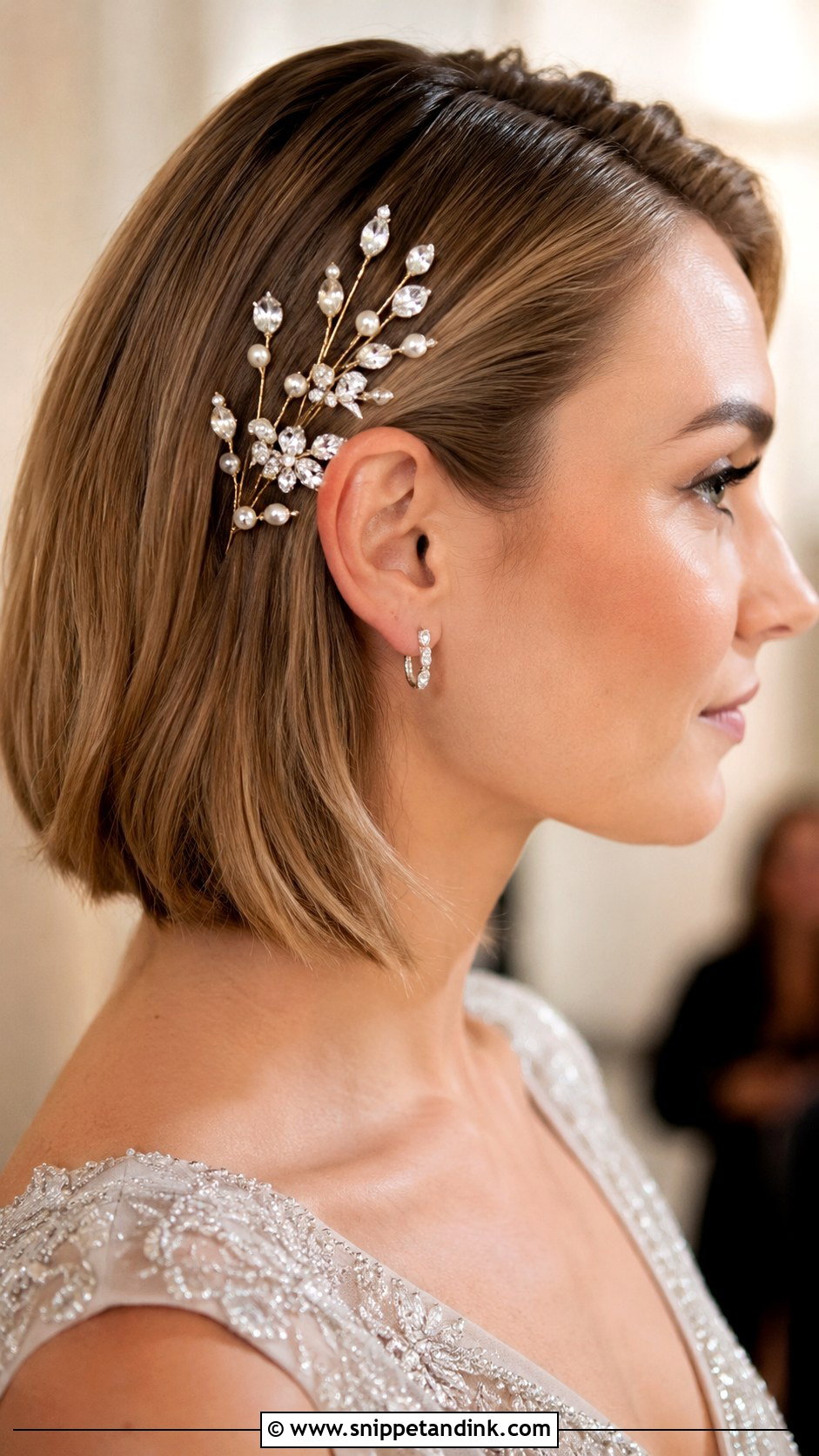 Short Hair With Jeweled Pins - Snippet and Ink - 30 Wedding Guest Hairstyles for Short Hair