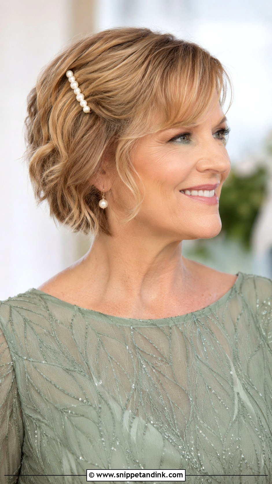 Short Hair With Pearl Clip For Mother Of The Groom - Snippet and Ink - 15 Mother of the Groom Short Hair Ideas