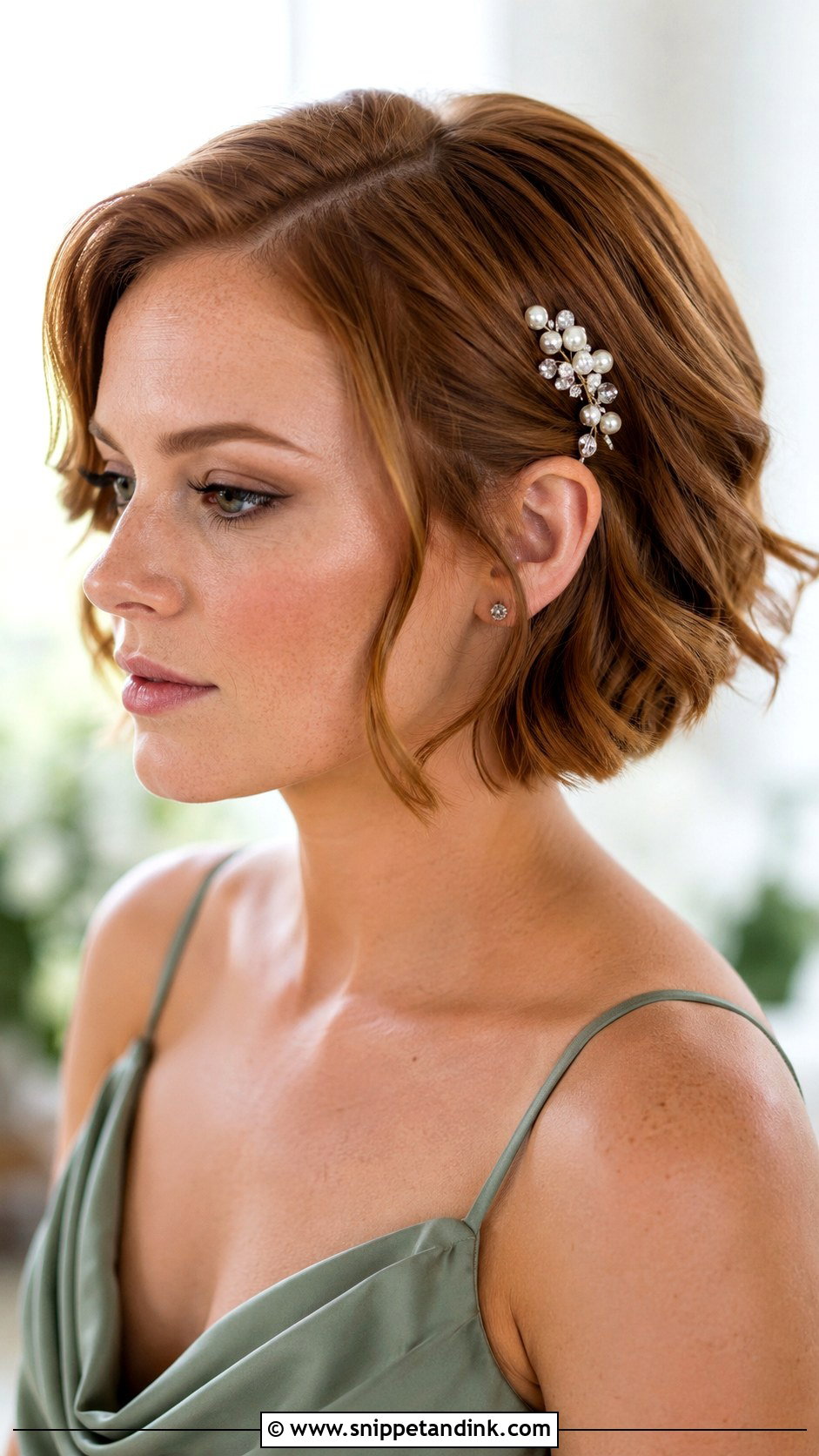 Short Hair With Pearl Pins - Snippet and Ink - 30 Short Hair Bridesmaid Hairstyles