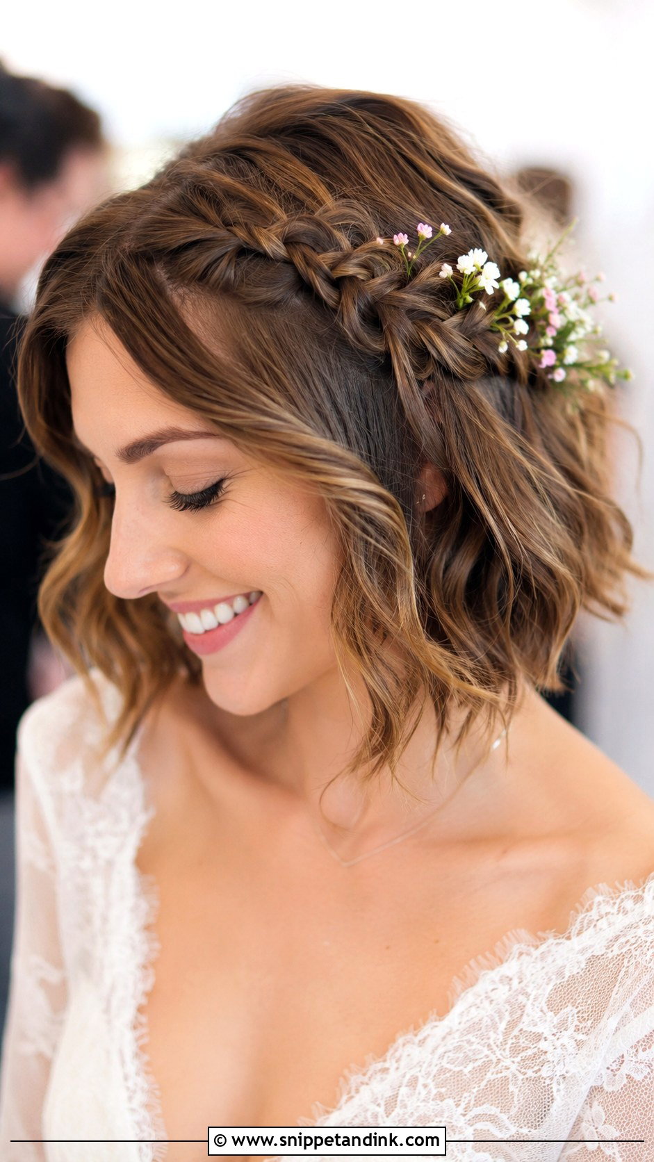 Short Hair With Side Braid - Snippet and Ink - 30 Short Hair Bride Ideas