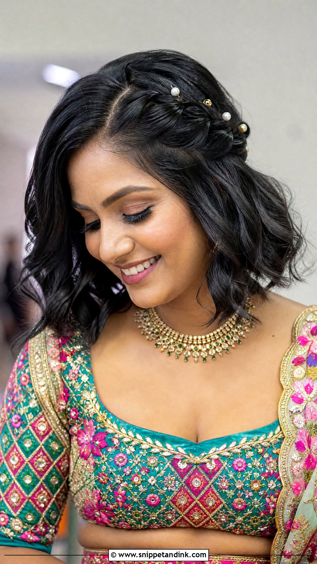 Short Hair With Side Braid For Indian Wedding - Snippet and Ink - 20 Short Hair Styles Indian Wedding