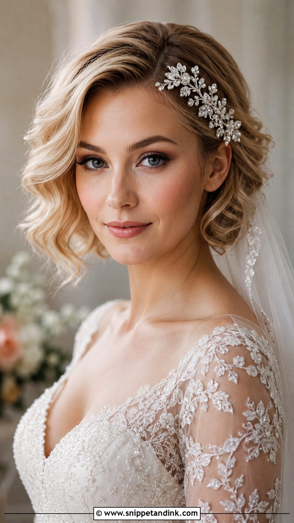 Short Hair With Side Tiara - Snippet and Ink - 25 Short Hairstyle Women for Wedding Ideas