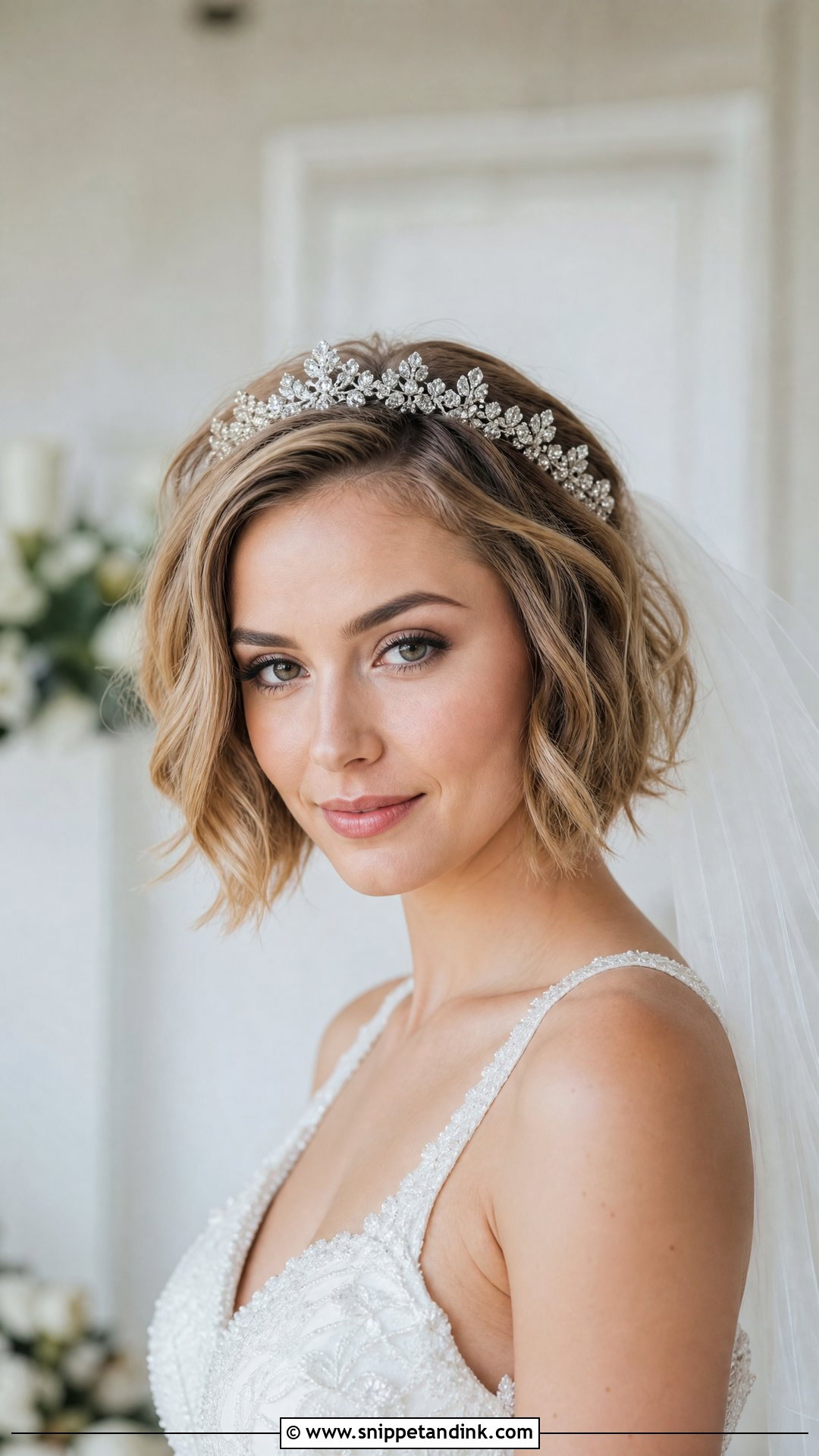 Short Hair With Tiara - Snippet and Ink - 20 Short Haired Bride Ideas