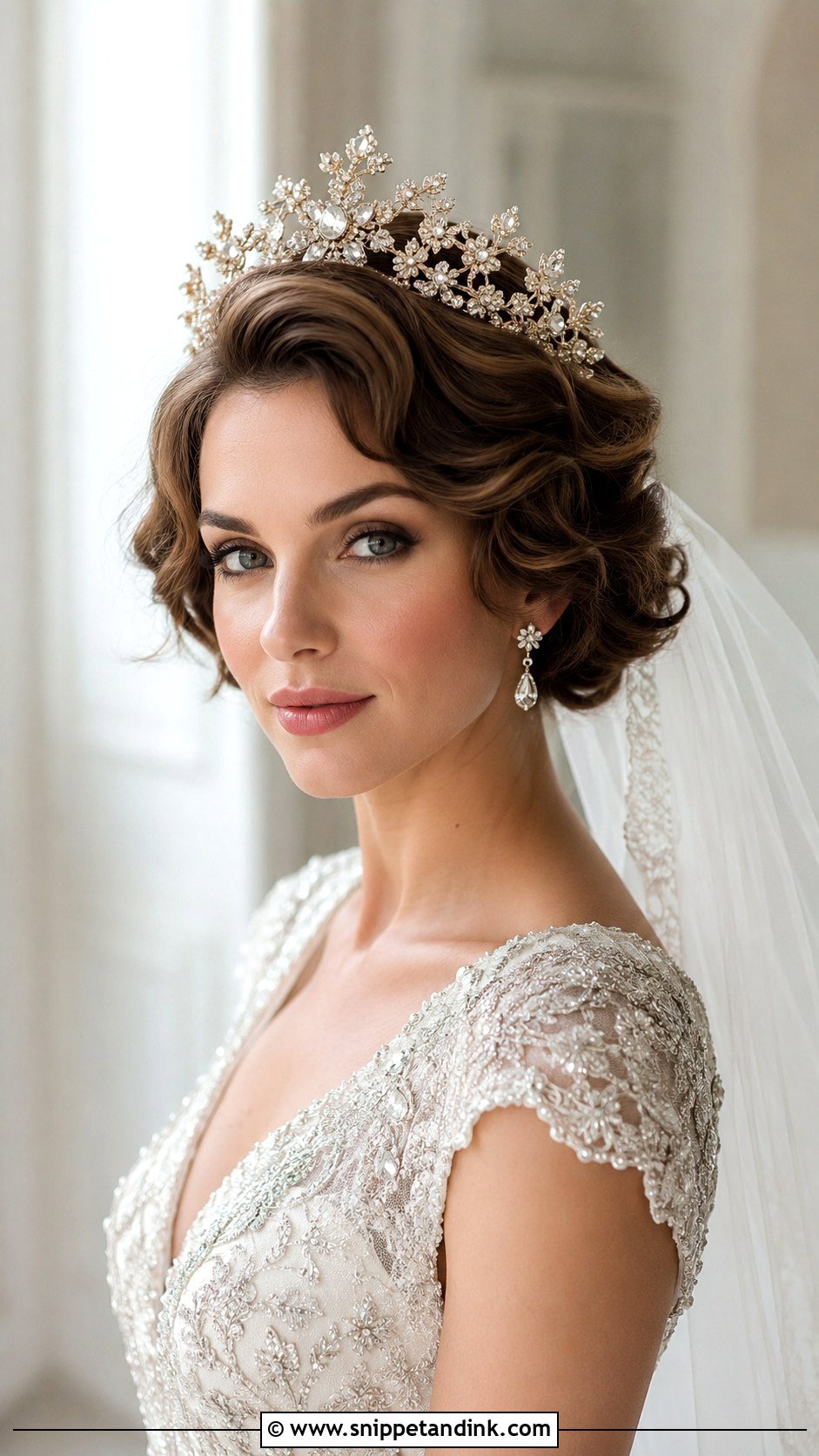 Short Hair With Tiara - Snippet and Ink - 25 Short Hair Bridal Hairstyles