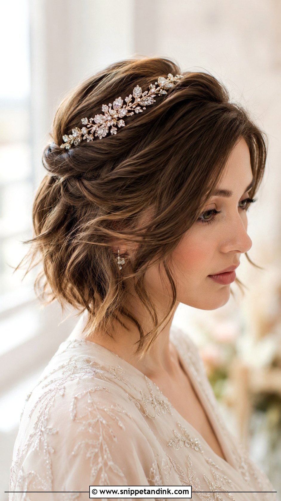 Short Hair With Tiara or Comb - Snippet and Ink - 20 Bridemaids Hairstyles Shorter Hair