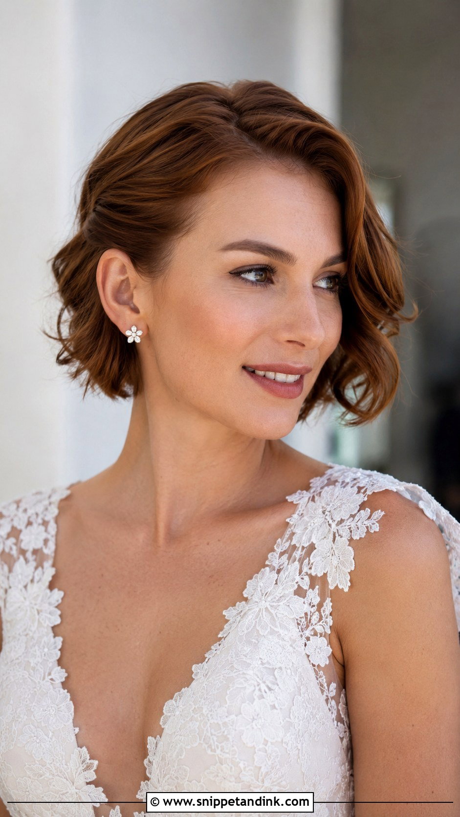 Short Hair With Tucked Behind Ear Detail - Snippet and Ink - 20 Wedding Hair Short Hair Ideas