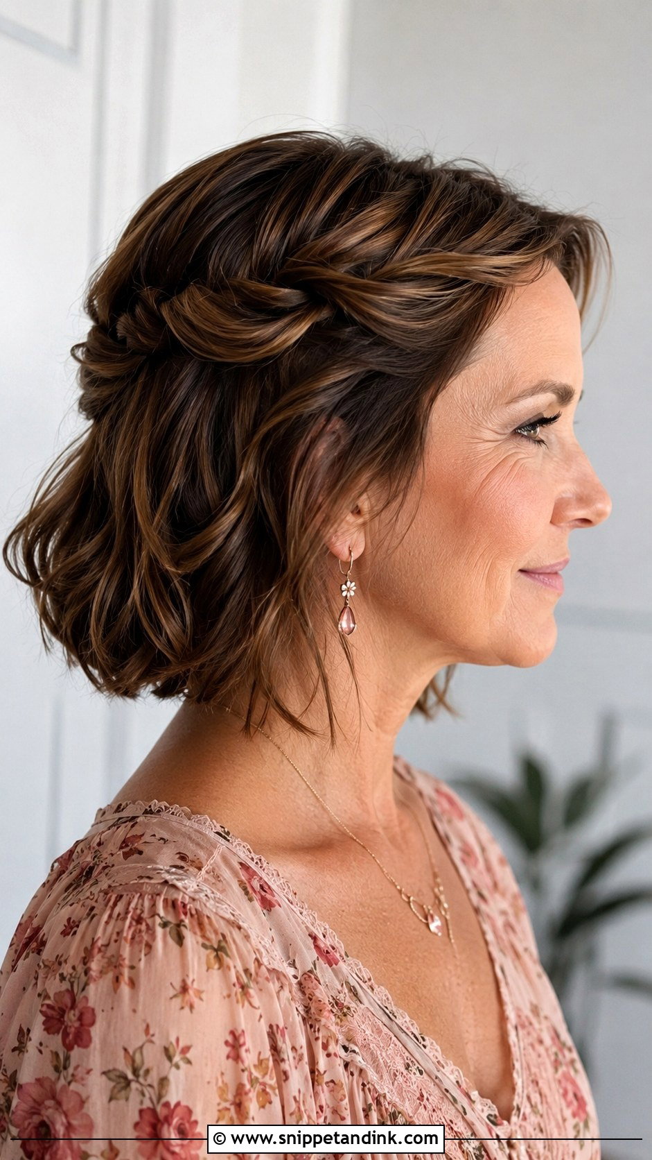 Short Hair With Twisted Crown Detail - Snippet and Ink - 25 Mother of the Bride Short Hairstyles