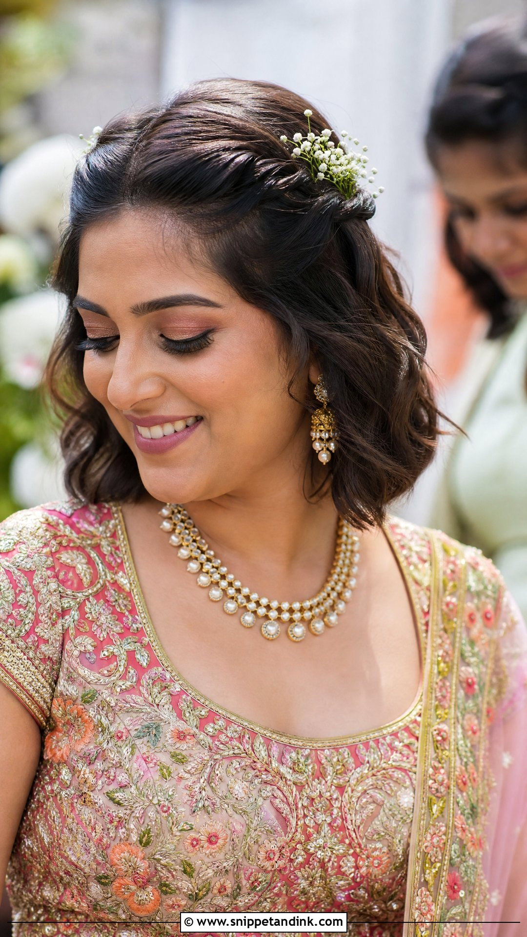 Short Hair With Twisted Crown For Indian Wedding - Snippet and Ink - 20 Short Hair Styles Indian Wedding