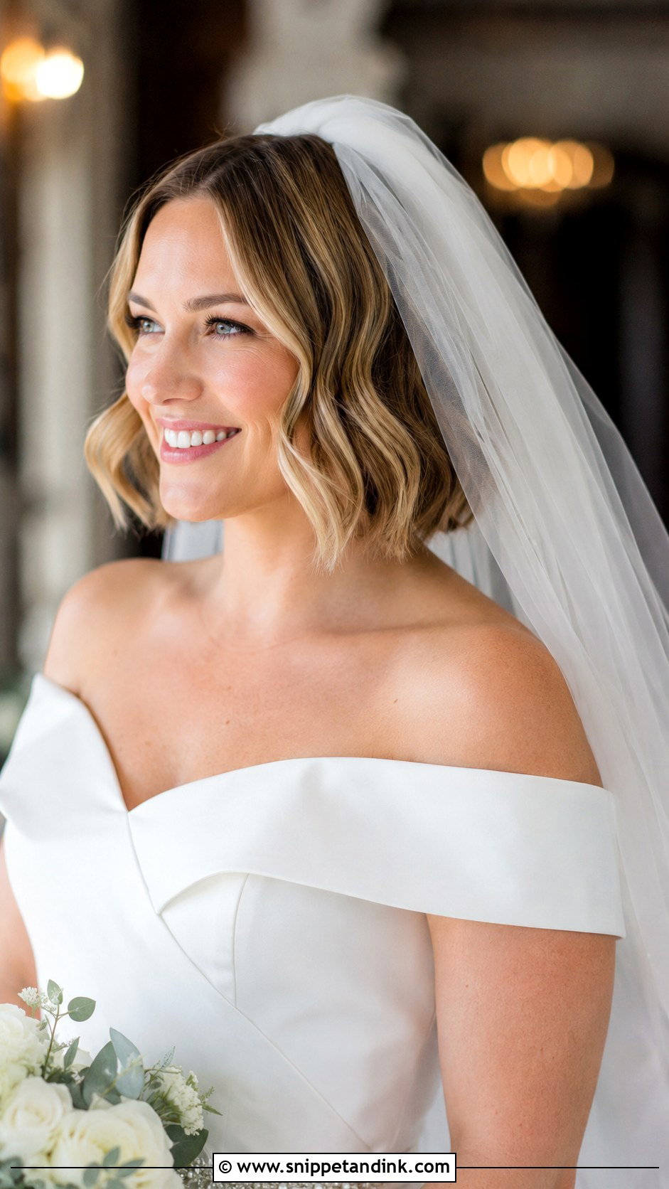 Short Hair With Veil And Waves - Snippet and Ink - 30 Short Hair Bride Ideas