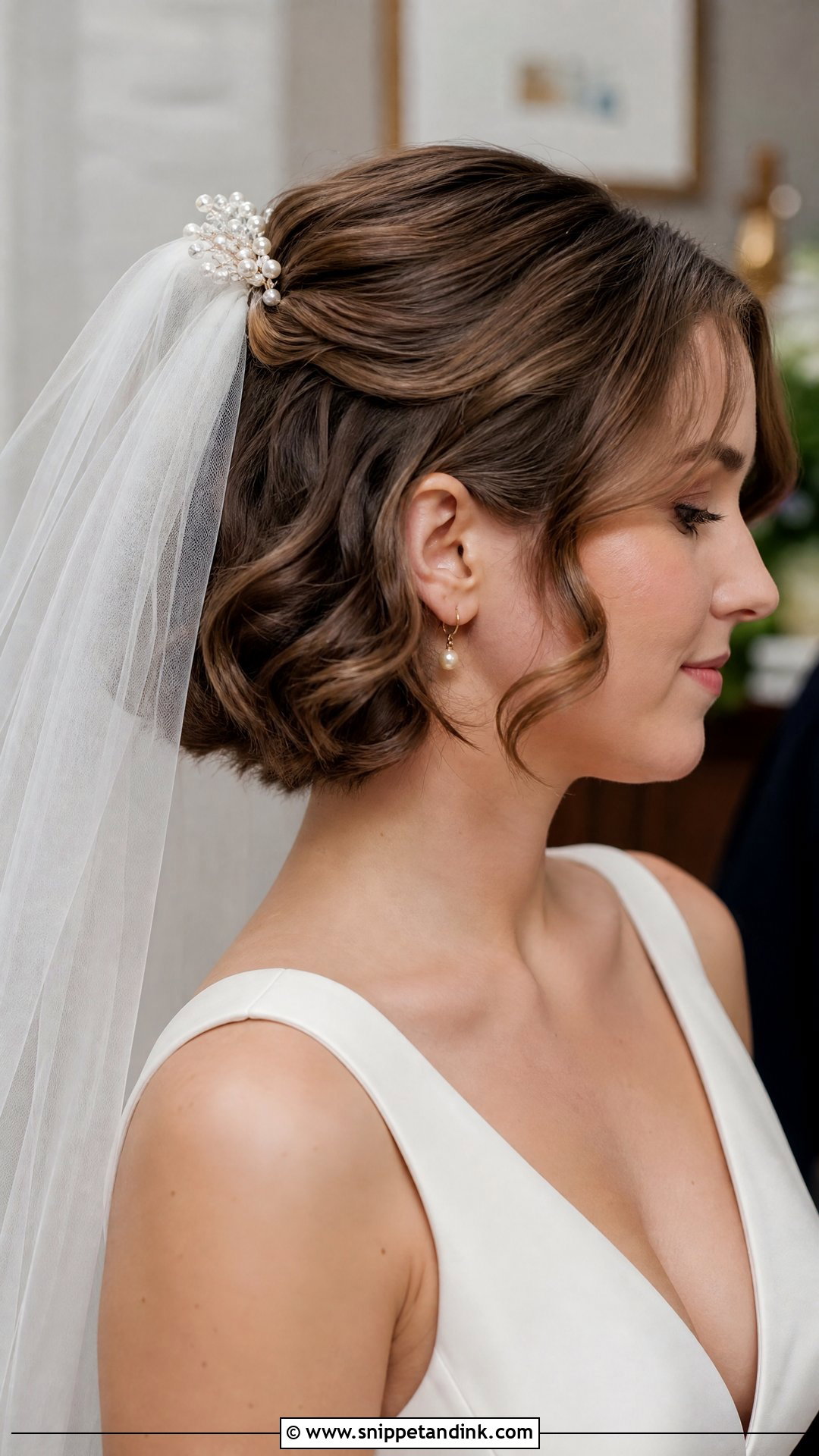 Short Hair With Veil Wedding Hairstyle - Snippet and Ink - 15 Cute Hairstyles for Short Hair for Wedding