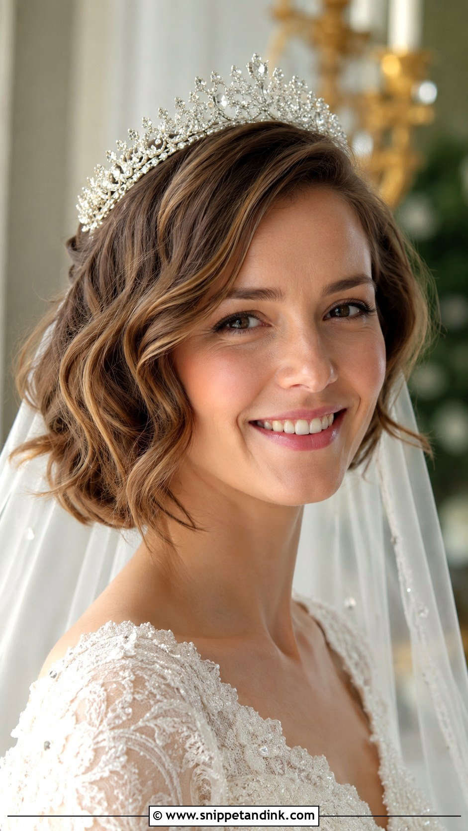 Short Hair With a Tiara - Snippet and Ink - 20 Bridal Hairstyle for Short Hair Ideas