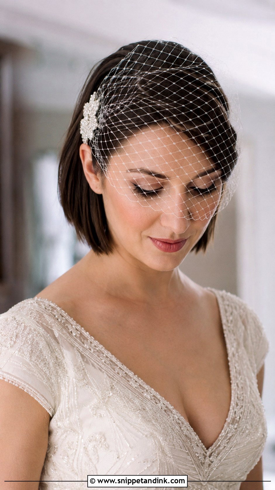 Short Hair with Birdcage Veil - Snippet and Ink - 25 Wedding Hair for Short Hair Ideas