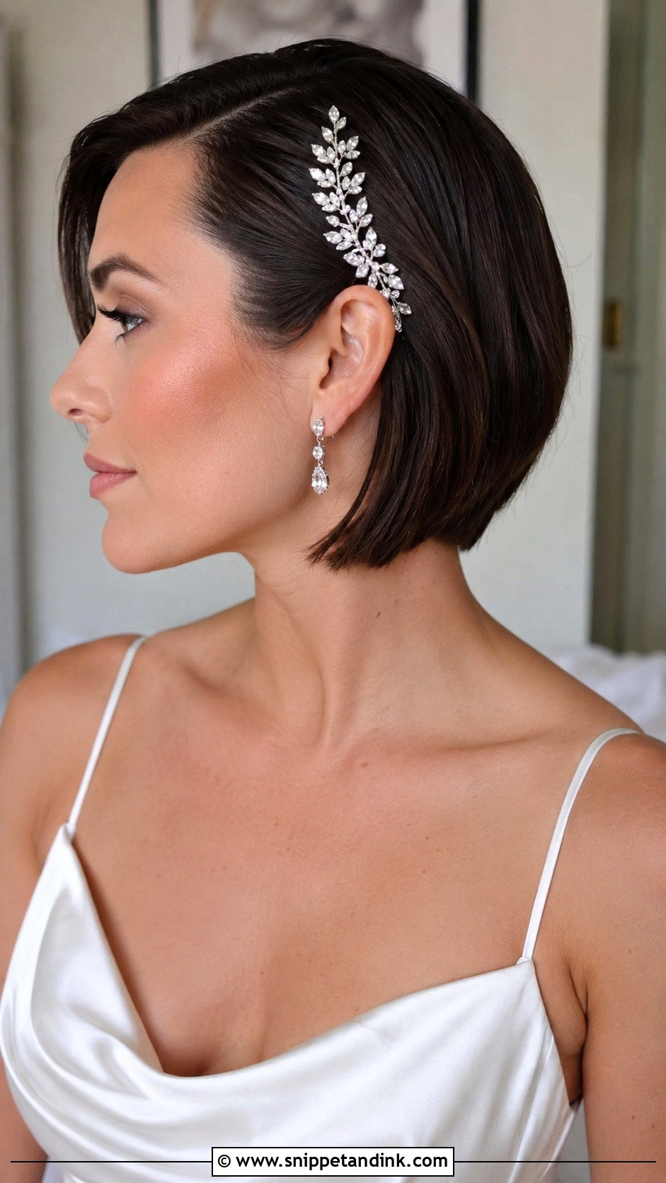 Short Hair with Jeweled Comb - Snippet and Ink - 25 Bride with Short Hair Ideas