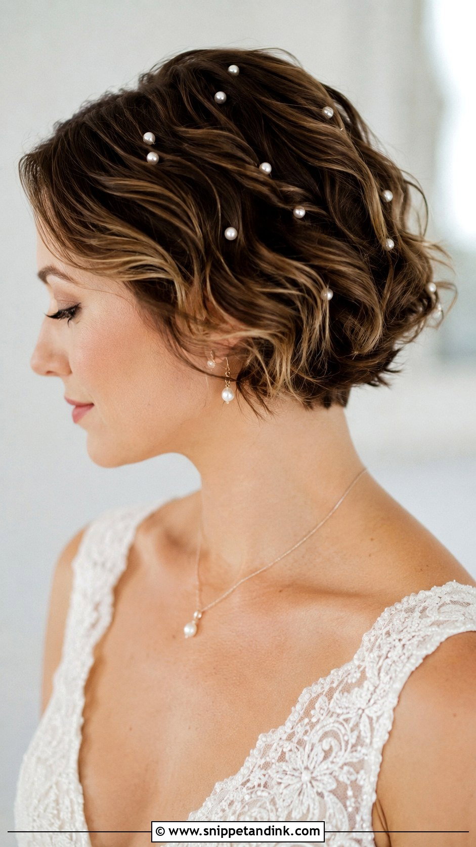 Short Hair with Pearl Pins - Snippet and Ink - 20 Short Hairdos for Wedding