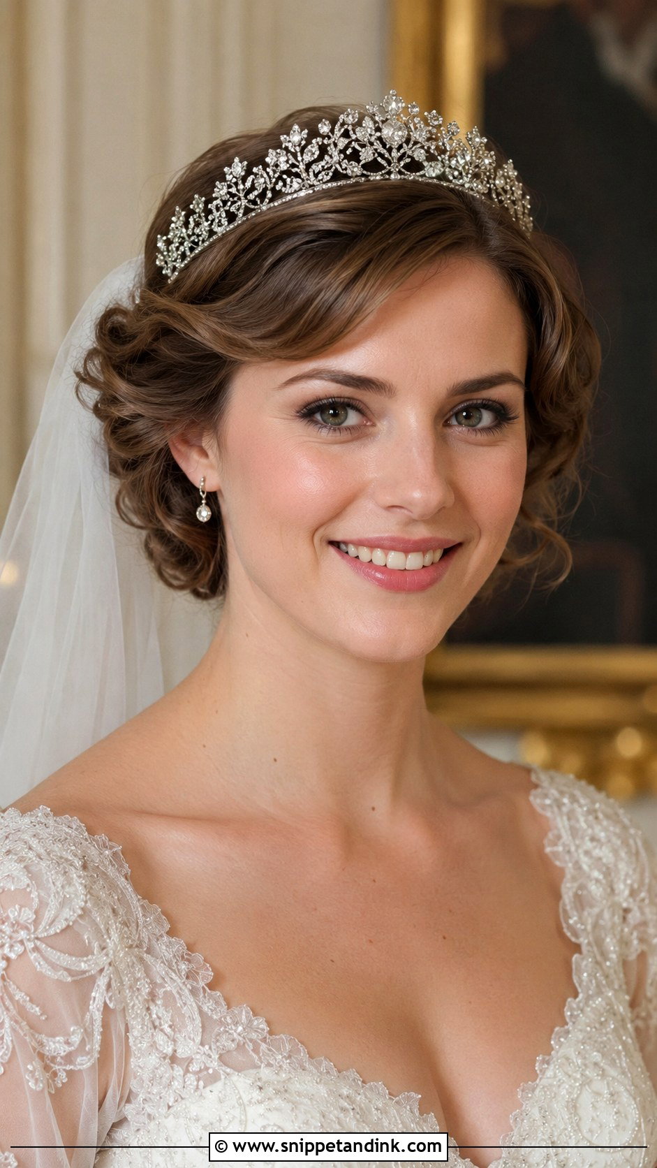 Short Hair with Tiara - Snippet and Ink - 25 Hairstyle for Wedding Short Hair Ideas