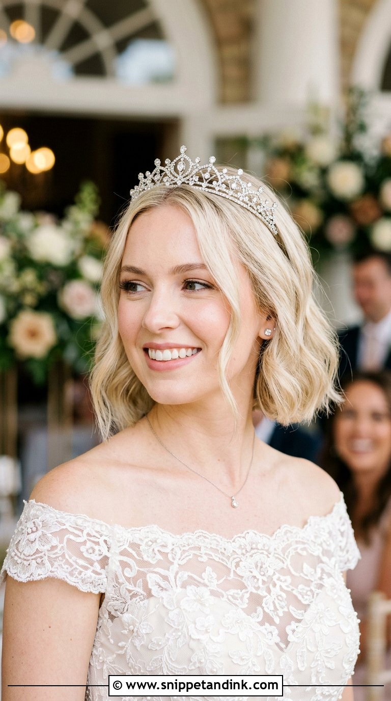 Short Hair with Tiara - Snippet and Ink - 20 Brides with Short Hair Ideas